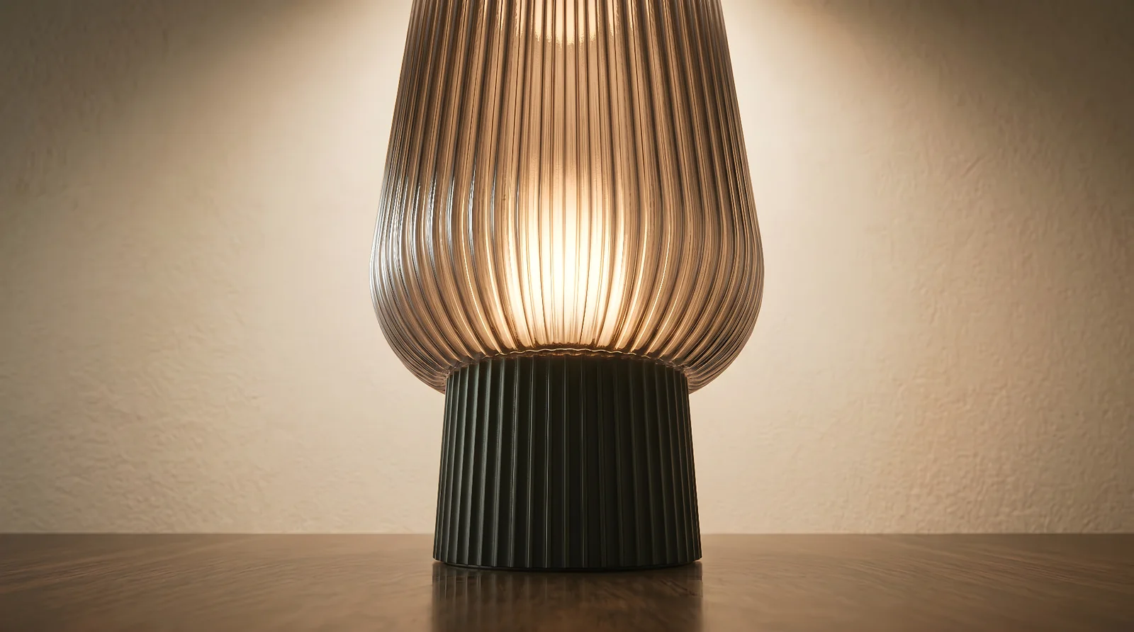 The Varde. Vertical sculptural lamp form, ribbed geometry.